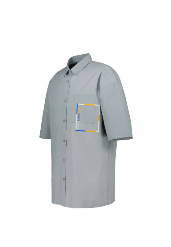 Khaki Bros - คา คิ บรอส. - Short Sleeve loose Shirt - เสื้อเชิ้ตแขนสั้น - KM21S015 Md Grey