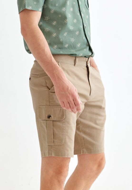 Khaki Bros - Cargo Loose Fit Shorts - กางเกงขาสั้น ทรง Cargo Loose Fit - KM22T002 - Lt.Khaki
