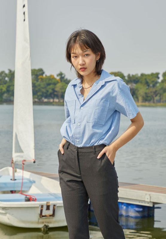 Khaki Bros. - Short Sleeve Shirt Double Pocket - เสื้อเชิ๊ตแขนสั้นสำหรับผู้หญิง - KL21S001
