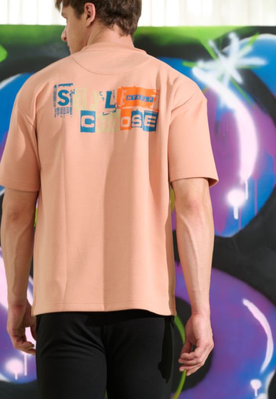Khaki Bros. - คา คิ บรอส. - Round T-shirt loose fit - เสื้อยืดคอกลม - KM22K046 - Peach