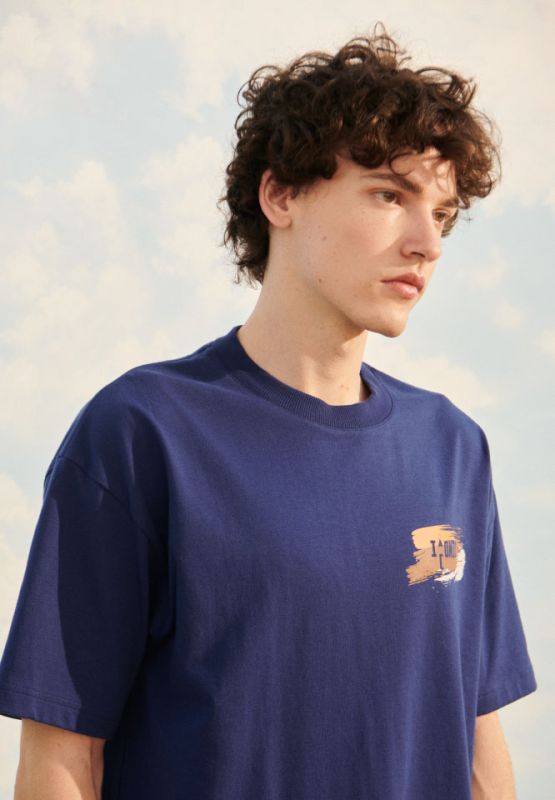 Khaki Bros. - คา คิ บรอส. - Round T-shirt loose fit - เสื้อยืดคอกลม - KM22K014 - Md.Blue