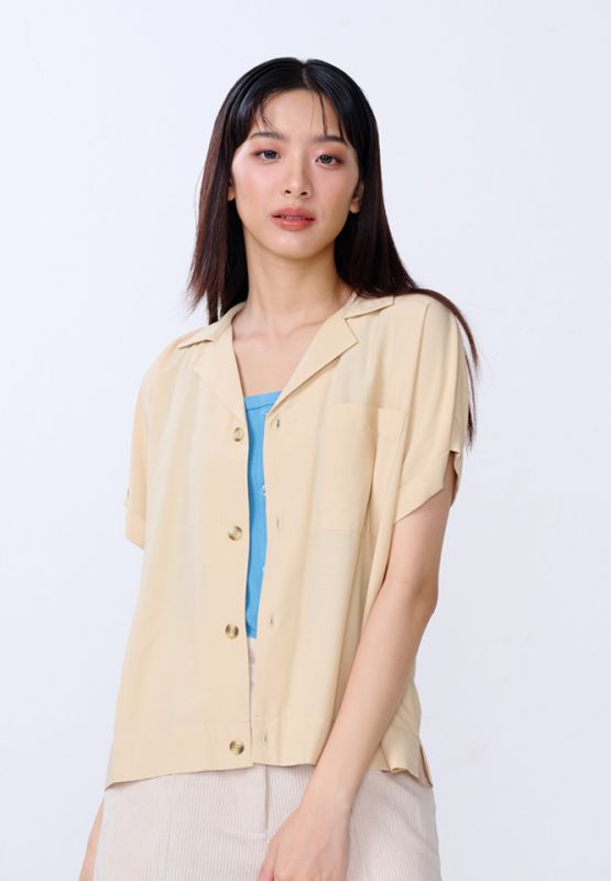 Khaki Bros. - Ladies - Crop Shirt - เสื้อเชิ้ตแขนสั้น - KL24S003