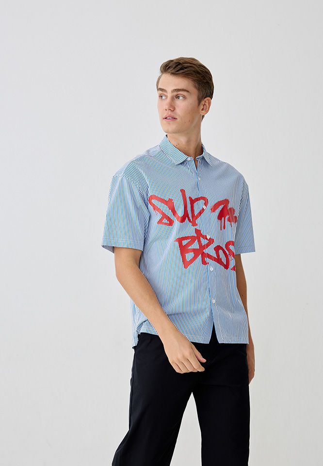 Dapper x Khaki Bros - Hawaii Shirt Relax Fit - เสื้อยืดคอกลม ทรง Relax Fit - DAMBCS_BL_2011KB