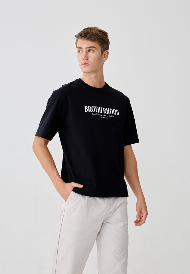 Dapper x Khaki Bros - Round neck T-shirt Relax Fit - เสื้อยืดคอกลม ทรง Relax Fit - DAMKR_BK_2007KB