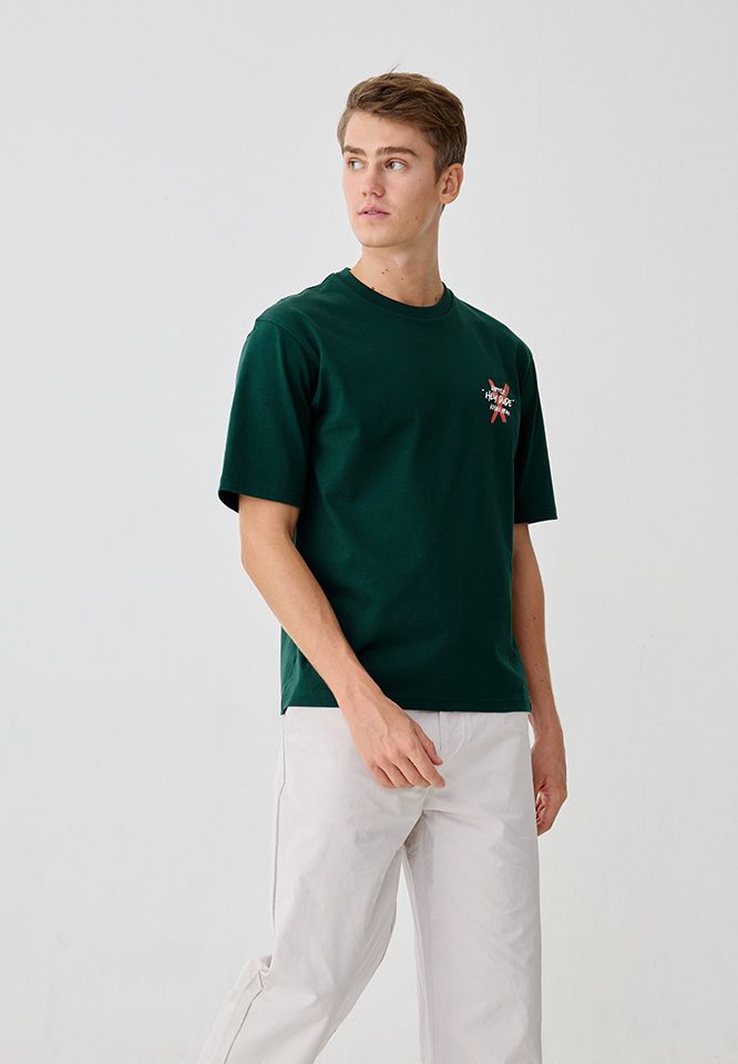 Dapper x Khaki Bros - Round neck T-shirt Relax Fit - เสื้อยืดคอกลม ทรง Relax Fit - DAMKR_GR_2005KB