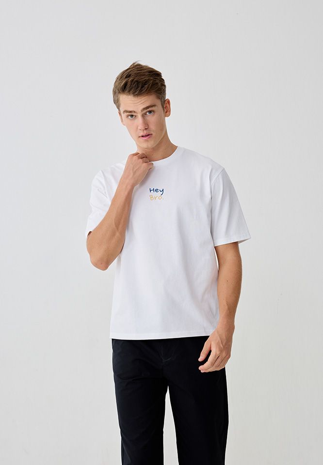 Dapper x Khaki Bros - Round neck T-shirt Relax Fit - เสื้อยืดคอกลม ทรง Relax Fit - DAMKR_WH_2006KB