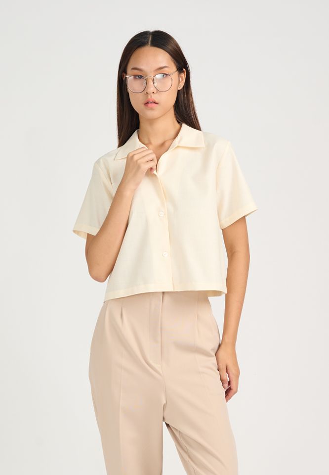 Khaki Bros. - Ladies - Crop Shirt - เสื้อเชิ้ตแขนสั้น - KL23S006