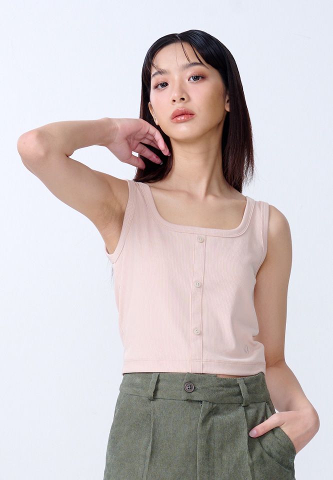 Khaki Bros. - Ladies - เสื้อกล้ามทรงครอป - Crop Top Knit - KL24K004