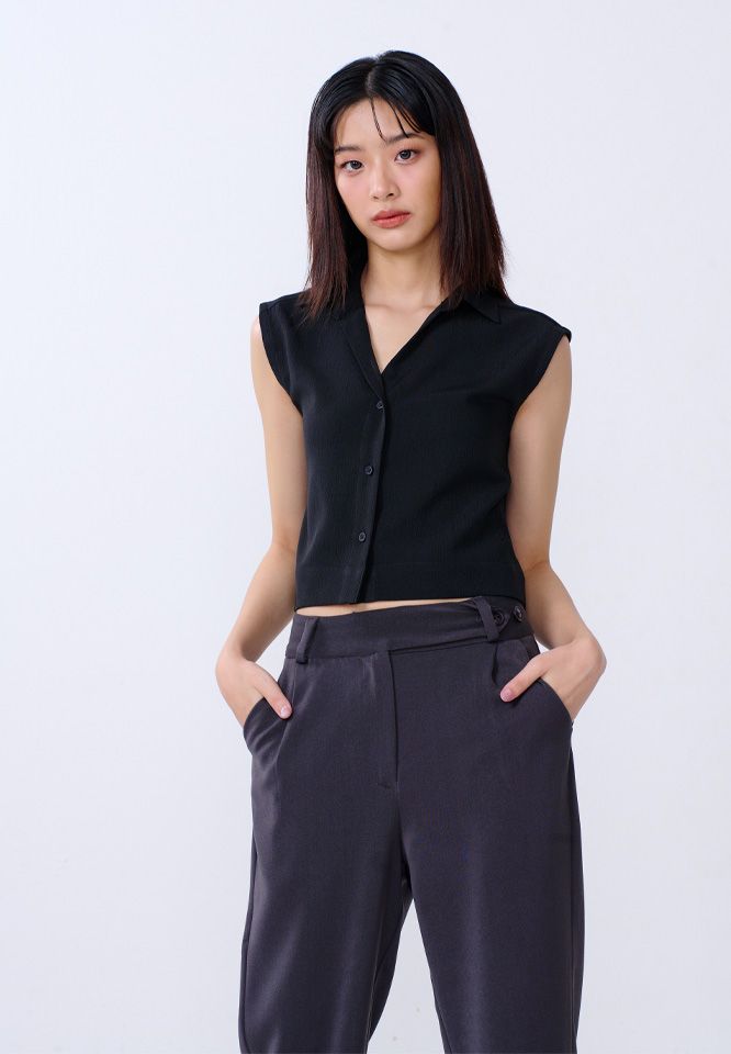 Khaki Bros. - Ladies - Top Crop Shirt - เสื้อยืดคอปก - KL24S002
