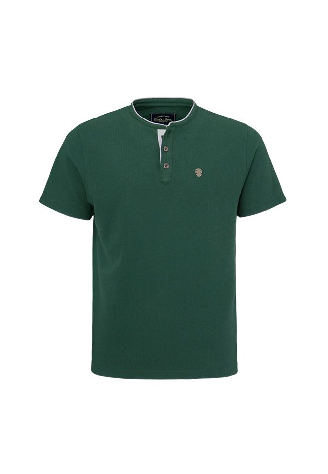 Khaki Bros. - คาคิบรอส - Henley T-shirt - เสื้อยืดแขนสั้นคอ Henley ทรง Regular - KM24K076