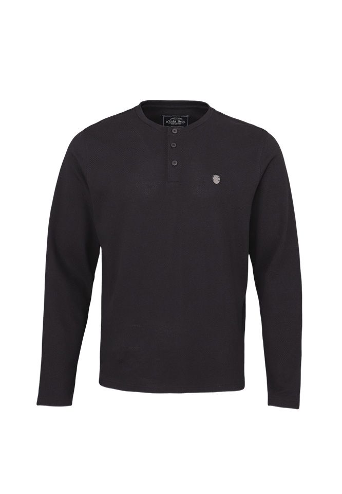 Khaki Bros. - Henley T-shirt - เสื้อยืดแขนยาว คอ Henley ทรง Regular - KM24K078