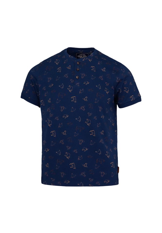 Khaki Bros. - Henley T-shirt - เสื้อยืดแขนสั้น คอ Henley ทรง Regular - KM24K079