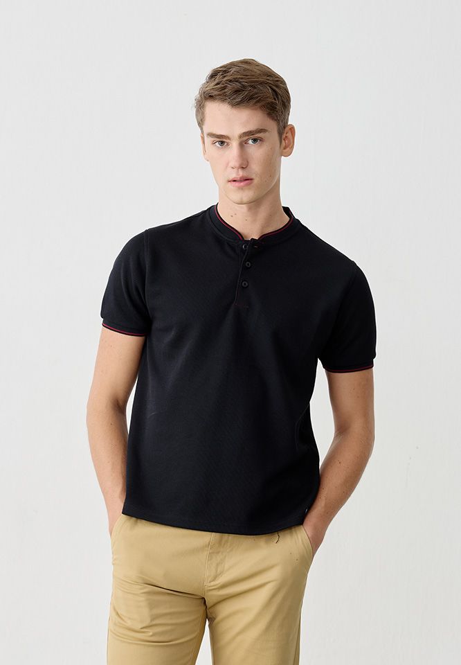 Khaki Bros. - คาคิบรอส - Henley T-shirt - เสื้อยืดแขนสั้นคอ Henley ทรง Regular - KM25K008
