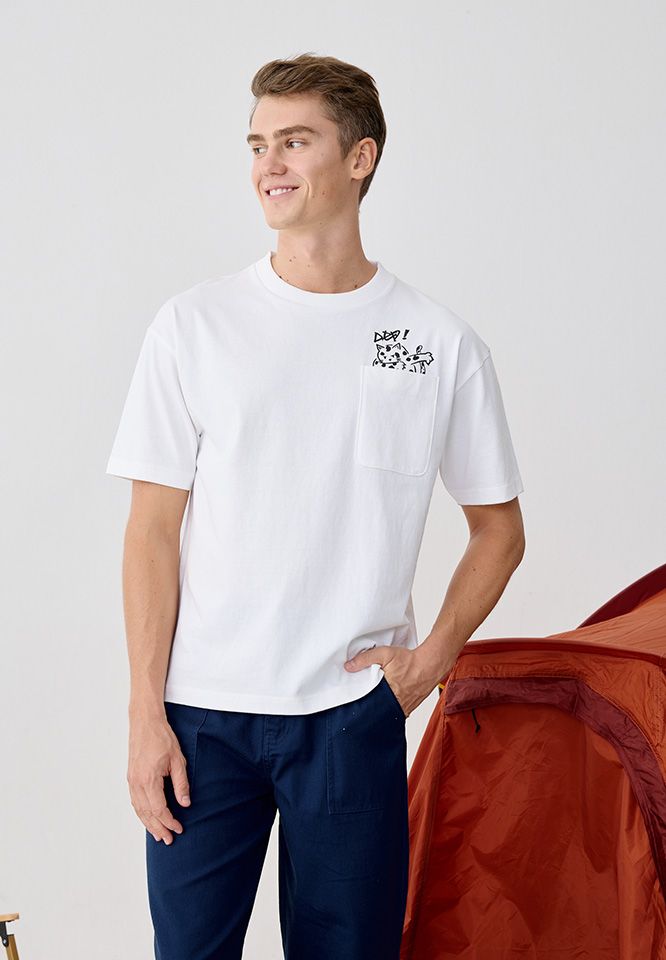 Khaki Bros. - คาคิบรอส - Round neck T-shirt Loose Fit - เสื้อยืดคอกลม - KM25K017