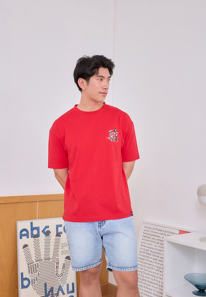 Khaki Bros. - คาคิบรอส - Round neck T-shirt Loose Fit  - เสื้อยืดคอกลม ทรง Loose Fit - KM25K040