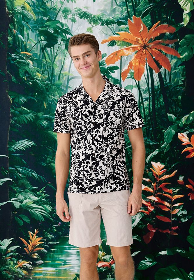 Khaki Bros - คา คิ บรอส. - Hawaii shirt Regular Fit - เสื้อเชิ้ตแขนสั้น - KM25S005