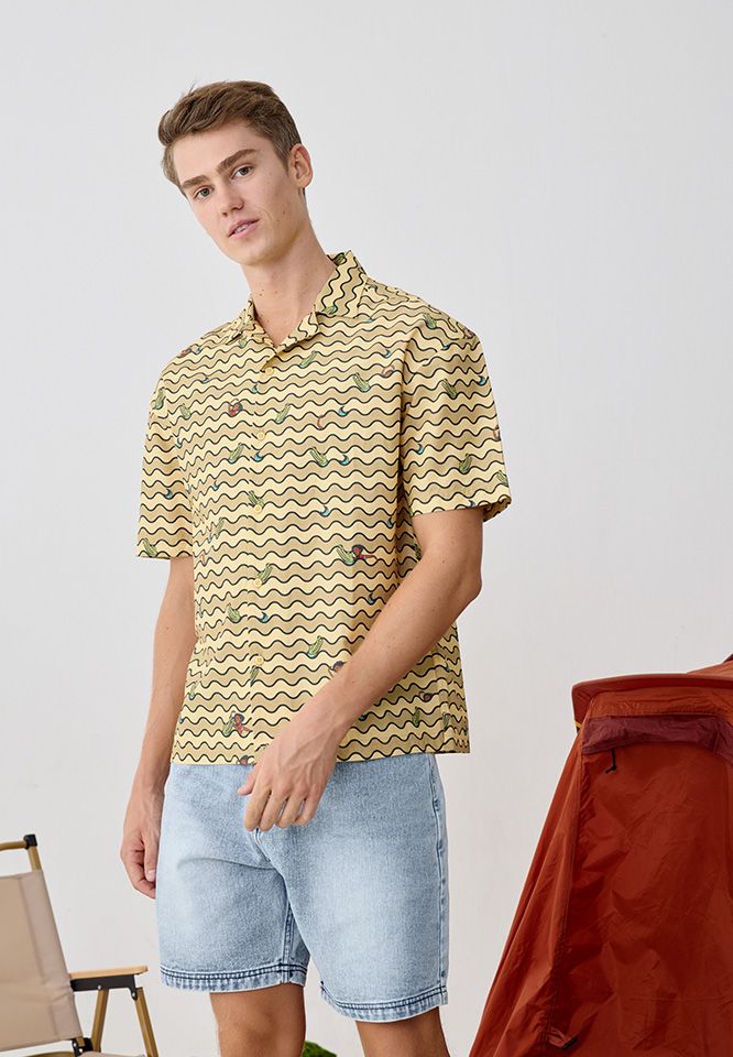 Khaki Bros. - คาคิ บรอส - Short Sleeve Shirt - เสื้อเชิ้ตแขนสั้น ทรง Loose Fit - KM25S006