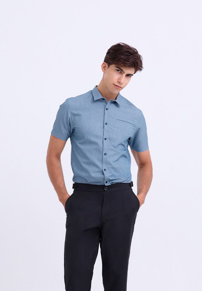 Khaki Bros. - คาคิบรอส - Short Sleeve Shirt Regular Fit - เสื้อเชิ๊ตแขนสั้น ทรง Regular Fit - KM25S018
