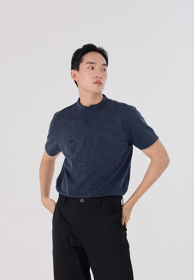 Khaki Bros. - คาคิบรอส - Henley T-shirt - เสื้อยืดแขนสั้นคอ Henley ทรง Regular Fit- KM26K025