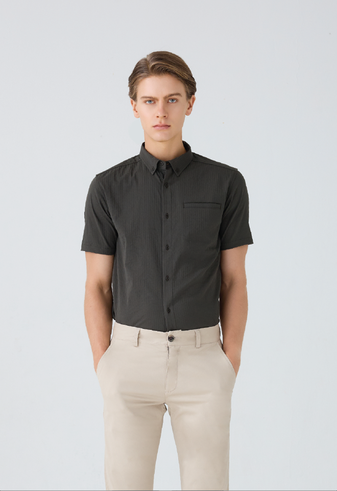 Khaki Bros. - คาคิบรอส - Short Sleeve Shirt - เสื้อเชิ้ตแขนสั้น ทรง Regular Fit - KM26S012